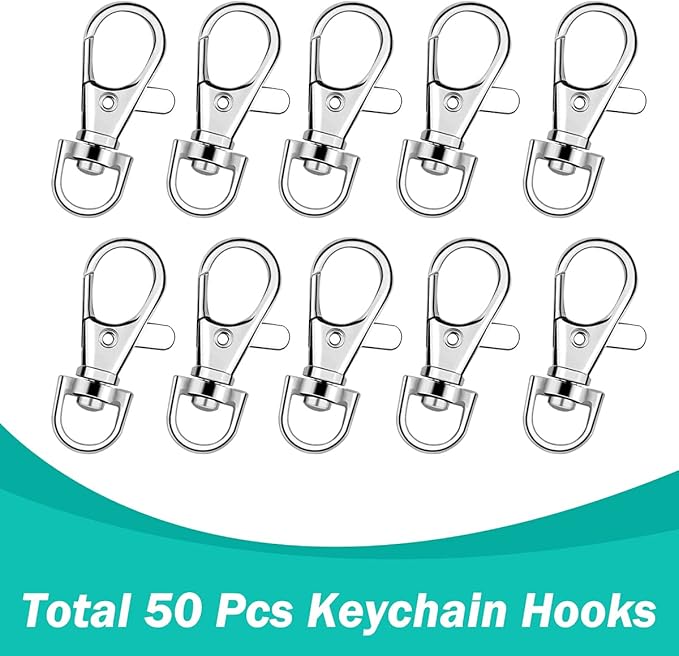 100PCS Premium Swivel Snap Hooks with Key Rings,Metal Lanyard Keychain Hooks Lobster Clasps for Key Jewelry DIY Crafts 1.5inches/38mm(50 Pcs Lanyard Snap Hooks+50 Pcs Key Rings)