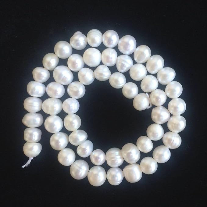 Adabele 28 Inch Real Natural Grade A Potato Round White Cultured Freshwater Pearl Loose Beads 7-8mm for Jewelry Craft Making fp2-78
