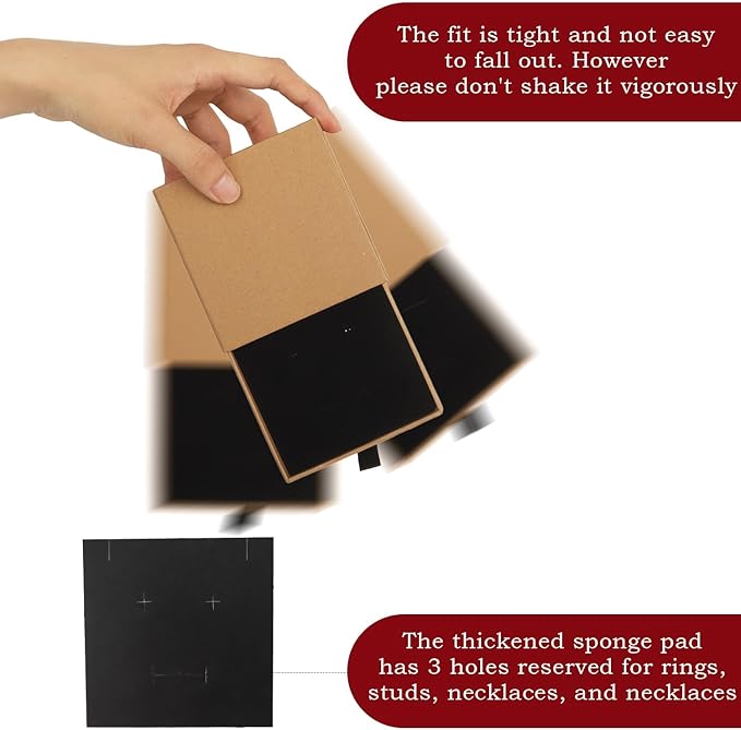 Nsmykhg Jewelry Gift Box Velvet-Lined,12 Pack Compact Drawer Style for Earrings & Rings, Necklace & Bracelet Organizer, 3.93x3.93x1.65 Inches, Stackable Elegant Jewelry Display & Storage Box (Kraft)