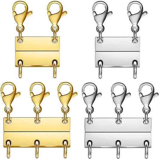 Layering Magnetic Necklace Clasps, Stainless Steel Chain Link Clasps, Multiple Necklace Clasp for Layered Look (4pcs A)