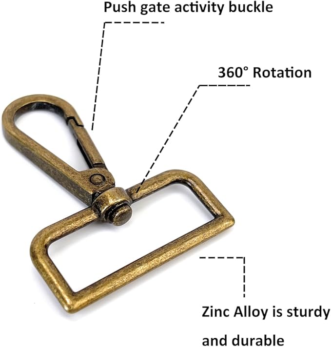 10 Pcs D Ring Swivel Lobster Claw Clasps Push Gate Snap Hooks Trigger Clips for Purse Keychain Strap Making