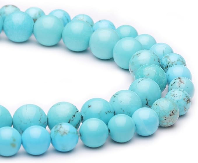 6mm Natural Stone Beads for Jewelry Making,Blue Turquoise Polished Smooth Round Gemstone Beads for Bracelet Necklace 15 Inch