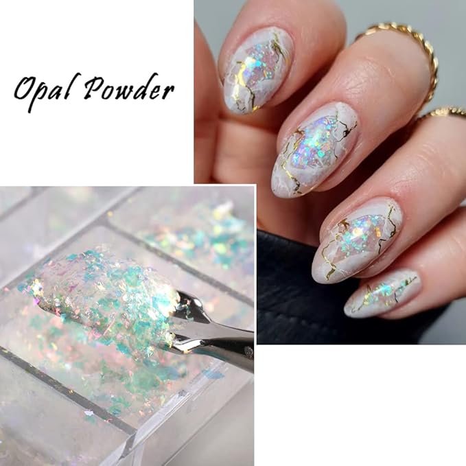 Holographic Nail Art Glitter Iridescent Flakes 12 Grids Mermaid Bright Colorful Star Gradient Ice Slag Nail Sequins Paillettes Summer Decoration