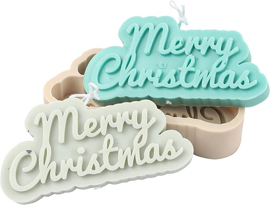 TOPYS Wave Alphabet Letter Pillar Silicone Candle Molds, DIY Casting Epoxy Letter Molds for Clay Resin Pendant Plaster Carving Making Aromatherapy White Elephant Gifts (Merry Christmas)