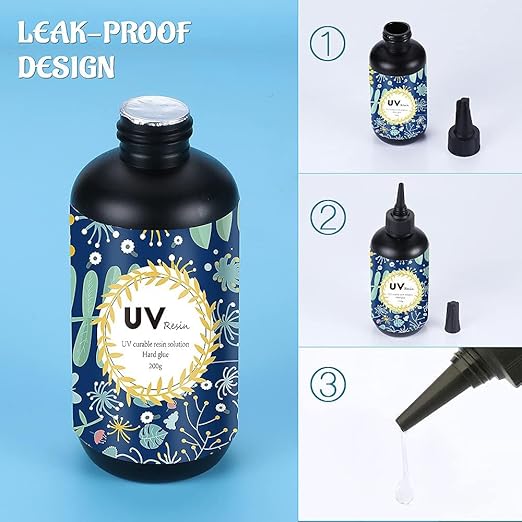 OSBANG Crystal Clear Hard UV Resin Upgraded Formula Ultraviolet Fast Curing for Jewelry Making Craft Decoration Hard Transparent Glue Solar Cure Sunlight Activated Resin Casting & Coating (200g)