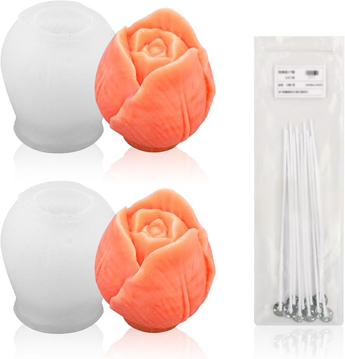 MUXIUNT 2Pcs Tulip Silicone Candle Flower Wax Mold Silicone for Candles Resin Making Molds Moldes De Silicona para Hacer Velas Artesanales De Silicona,for Making Mothers Day Gifts for Mom Daughter