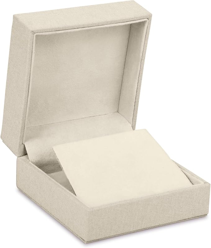 Linen Weave Reversible Jewelry Gift Box - for Earrings, Pendants, Chains and Necklaces - Suede Interior Case for Girls, Women & Men