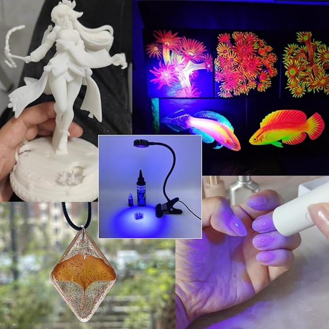 ZOELASS 5W Gooseneck UV Resin Curing Light for UV Resin molds Jewelry Making DIY Crafts and gooseneck uv lamp for Gel x Nails