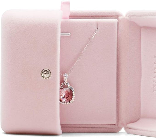 Oirlv Pink Velvet Jewelry Packaging Box Pendant Earrings Display Storage Case Pendant Gift Box