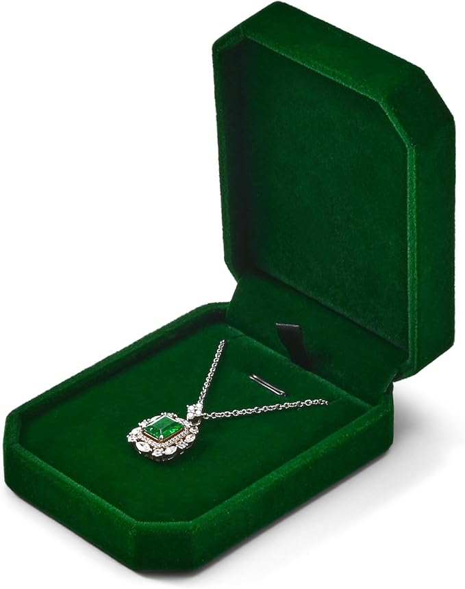 Green Small Necklace Box Velvet Jewelry Gift Box for Pendant Necklace Octagonal Jewelry Pendant Gift Box