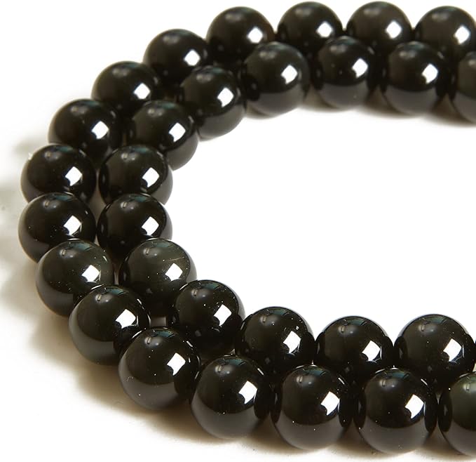 100pcs 10mm Black Obsidian Beads Natural Gemstone Beads Round Loose Beads for Jewelry Making