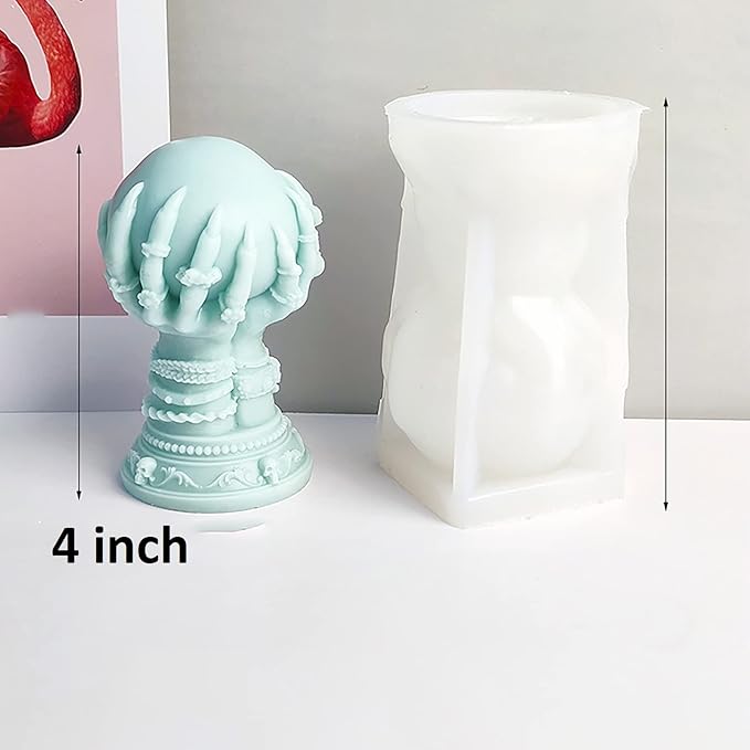 Ball & Claw Skull Rose Candle Molds - 3D Silicone Molds for Resin, Clay & Cake Making - Craft Supplies