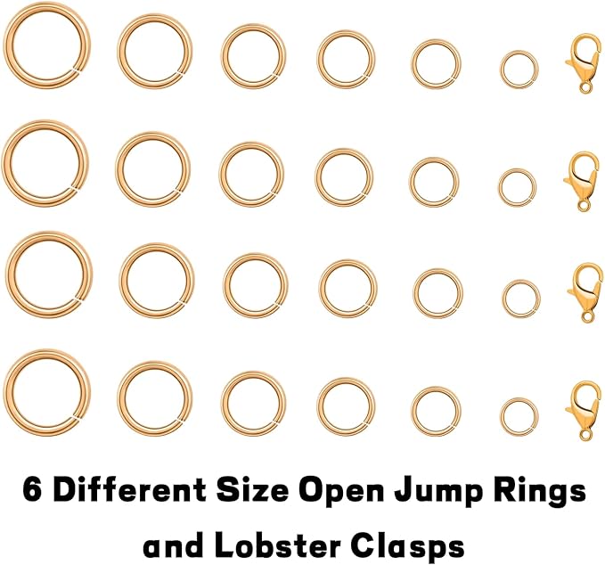 EuTengHao 1504Pcs Open Jump Ring and Lobster Clasps Kit Jewelry Making Repair Kit with Jewelry Pliers Tweezers (KC Gold)