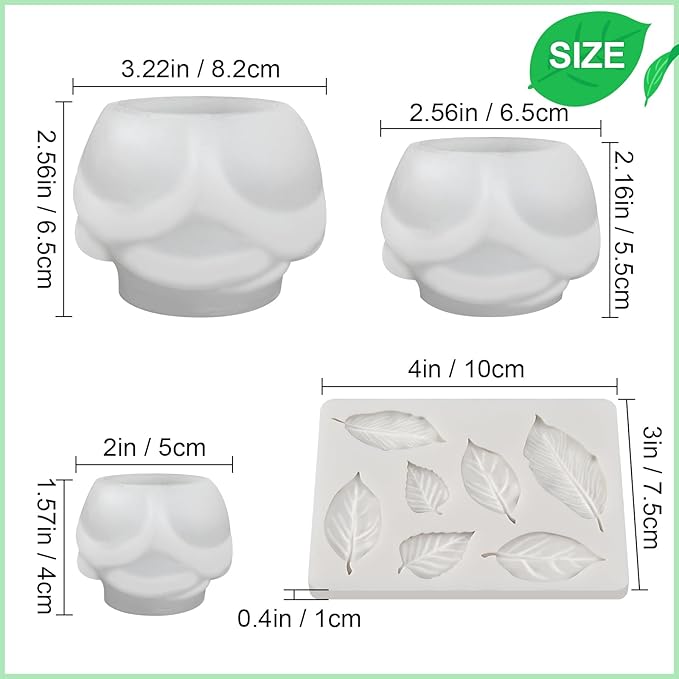 ZQYSING Rose Candle Molds, 4 Pcs Set of Large + Medium + Small 3D Rose Flower Silicone Molds with Leaf Mold for Candle Making, Epoxy Resin Casting, Wax Soap Clay Plaster Home Décor Handmade Gift