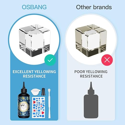 OSBANG Crystal Clear Hard UV Resin Upgraded Formula Ultraviolet Fast Curing for Jewelry Making Craft Decoration Hard Transparent Glue Solar Cure Sunlight Activated Resin Casting & Coating (200g)