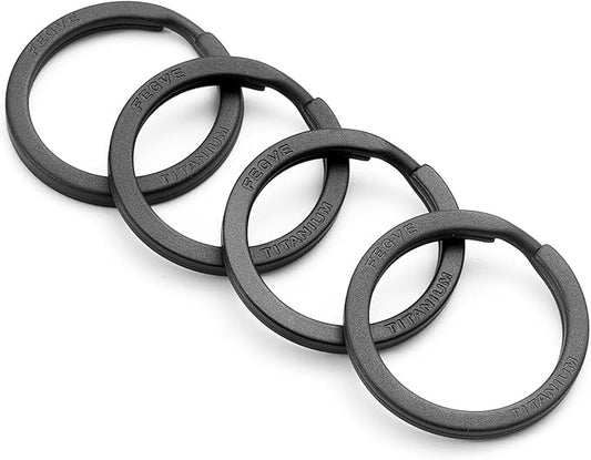 FEGVE Titanium Flat Split Jump Rings for Keys, Jewelry & Pet ID Tags