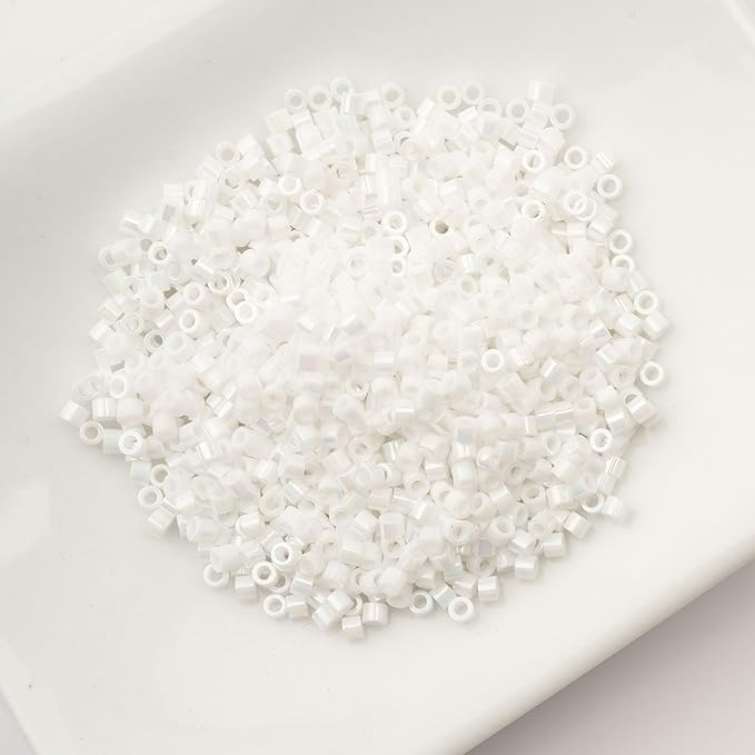 John Bead 25g Cylin Beads White Pearl AB 11/0 Glass Cylindrical Seed Beads for Jewelry Bracelets Necklaces Earrings Making Embroidery Home Decor