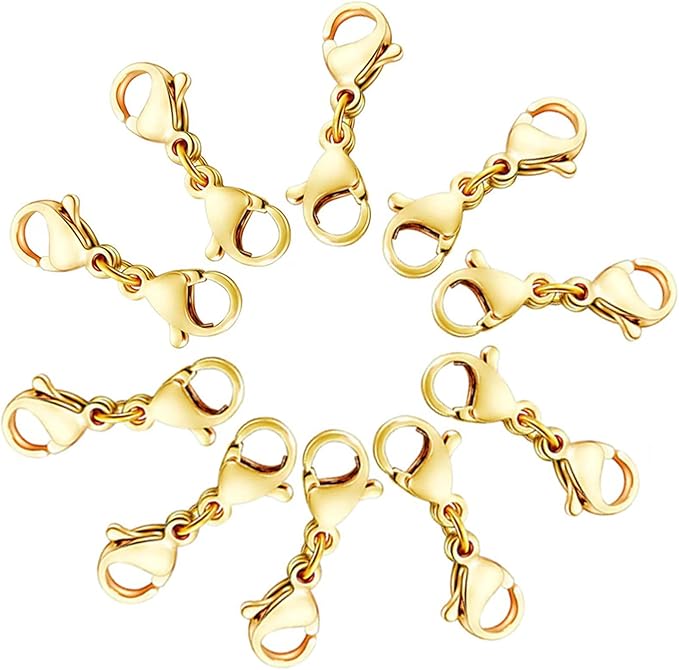 10 Pack Double Lobster Clasp Necklace Clasp Classic Double End Design Necklace Clasps and Closures, Necklace Extender Double Claw Connector Suitable for Jewelry Chain