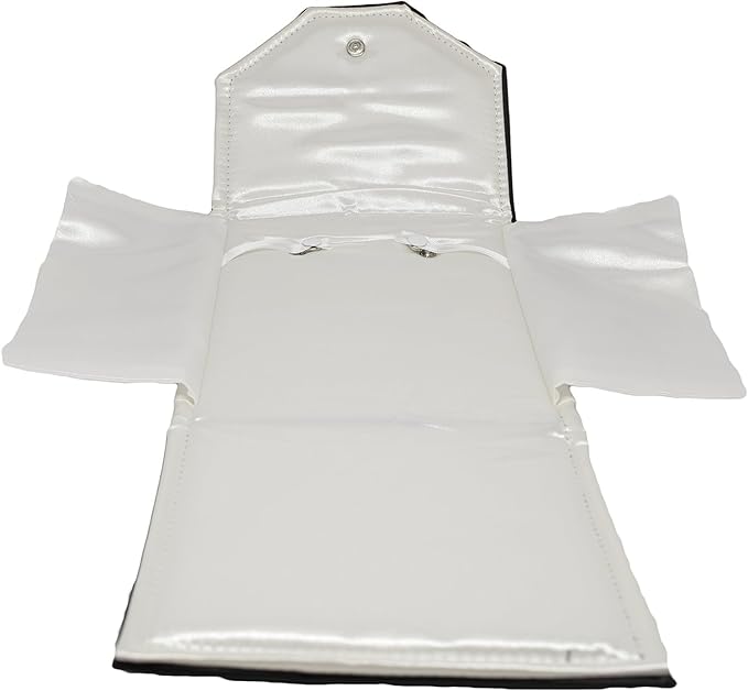 Novel Box Necklace Display Pearl Folder 7x5 inch Small Travel Jewelry Case - Wedding Jewelry Storage Holder with Smooth Finish - Jewelry Organizer Necklace Box - Black/White Stitched