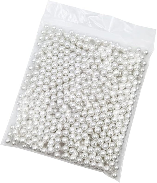 INSPIRELLE 600pcs 10mm White Art Faux Pearl Beads ABS Round Loose Spacer Beads for DIY Craft Necklaces Bracelets Jewelry Making