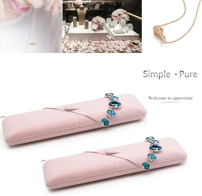 Oirlv Pink Velvet Jewelry Packaging Box Necklace Display Storage Case Necklace Gift Box