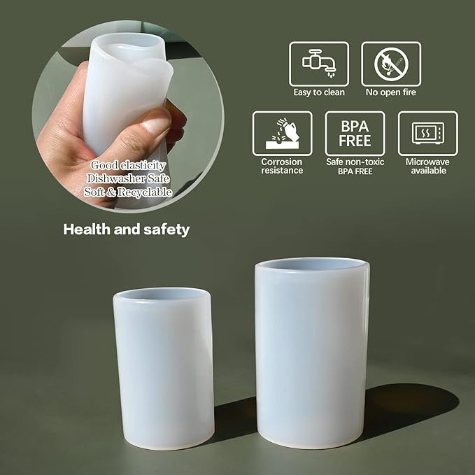 Cylinder Molds for Candle Making,4 Inch and 3.5 Inch Candle Making Molds Silicone,Large Pillar Silicone Molds for Aromatherapy Candles,Epoxy Resin,Casting,Wax, Soaps, Flower Specimen, DIY Clay Craft