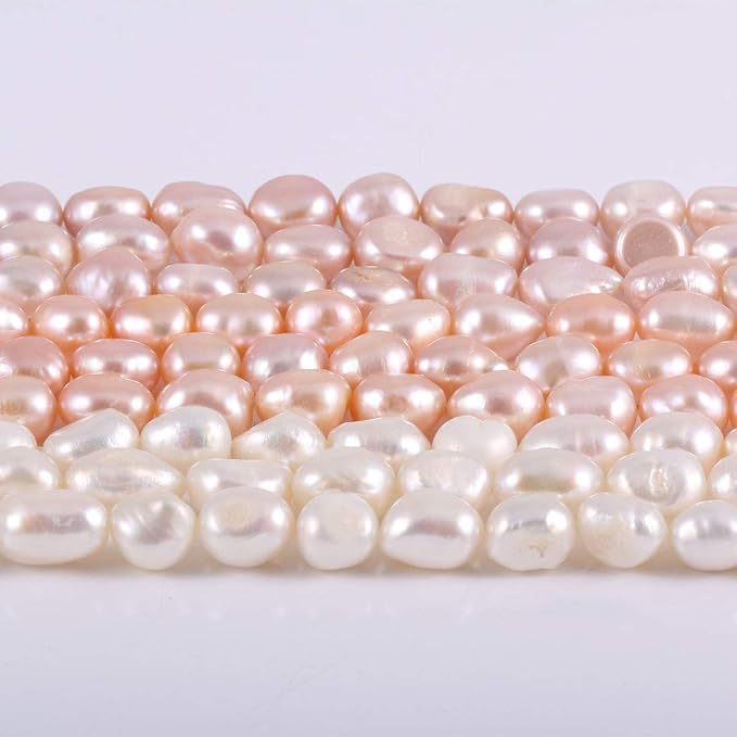 Natural Pearl Freshwater Cultured Pearls Beads for Jewelry Making Punch Loose Beads Handmake DIY for Jewelry Making DIY Women Necklace Bracelet 7-8 mm Color White 14 inches