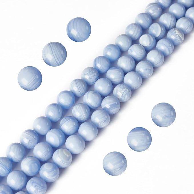 100pcs 10mm Blue Lace Agate Beads Natural Gemstone Beads Round Loose Beads for Jewelry Making