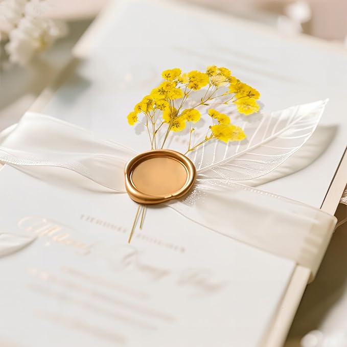 50 Pcs Baby's Breath Real Natural Dried Pressed Flowers for Wedding DIY Crafts Home Decor Resin Art Card Making Vase Arrangements (Yellow)