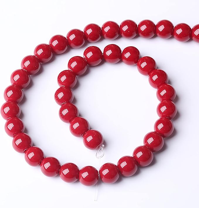 10mm 36pcs Pomegranate Red Glass Gemstone Beads Natural Round Loose Crystal Energy Stone Healing Power for Jewelry Making 1 Strand 15" (10mm, Pomegranate Red Glass)