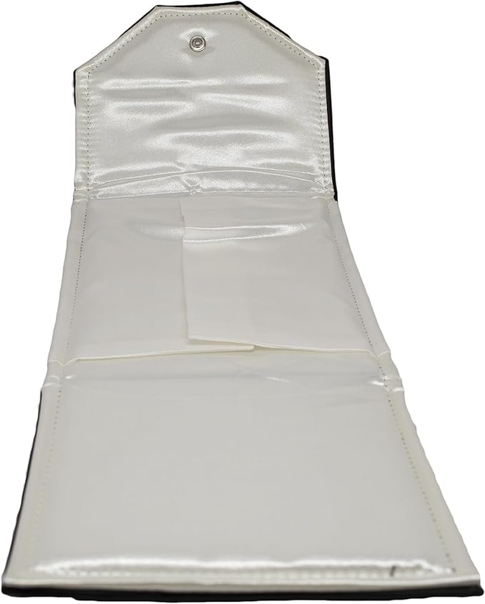 Novel Box Necklace Display Pearl Folder 7x5 inch Small Travel Jewelry Case - Wedding Jewelry Storage Holder with Smooth Finish - Jewelry Organizer Necklace Box - Black/White Stitched