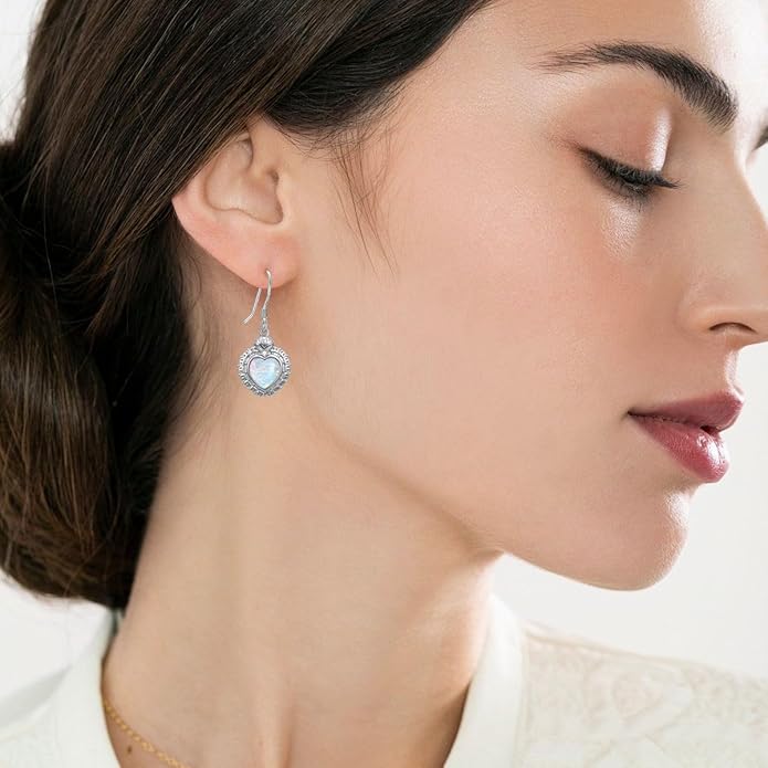 Opal Earrings for Women Opal with Genuine Diamond Dangle Drops Earrings 925 Sterling Silver Diamond Jewelry Earrings Gifts For Her