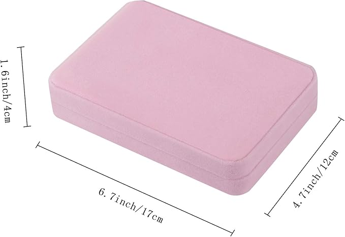 LETURE Large Velvet Jewelry Set Box, Big Necklace and Ring Earring Pendant Gift Box, Pearl Necklace/Chunky Necklace Jewelry Storage Case (Pink)