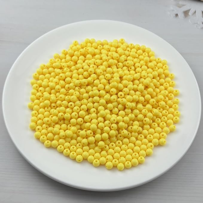 YUEXIGO 700pcs Acrylic Round Beads for Crafts 6mm Resin Candy Color Spacer Beads with Hole for Jewelry Making Sewing Crafts Decoration Necklaces Bracelets Earrings Supplies(Yellow)