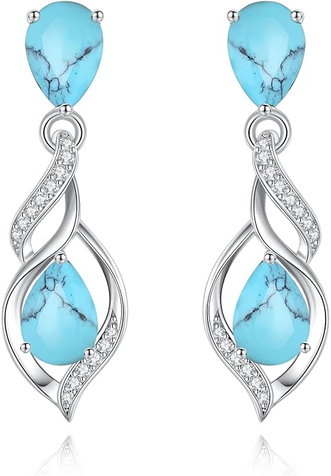 FANCIME Gift for Women Birthstone Earrings for Her Teardrop Birthstone Earrings S925 Sterling Silver infinity Love Birthday Gifts for Mom Women