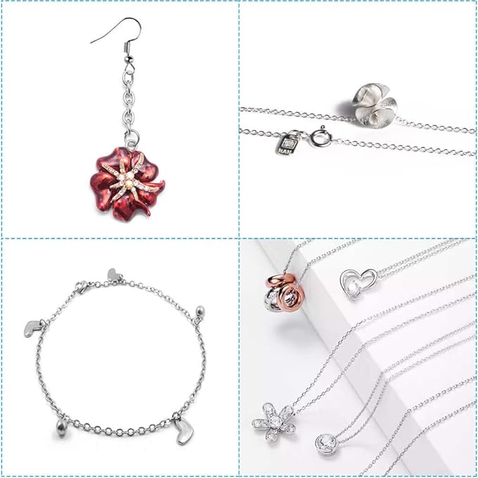 50 Feet Stainless Steel Chains for Jewelry Making, Anezus Jewelry Chain Bulk Small Metal Chains with 100 Jump Rings 30 Lobster Clasps for Necklace Making Bracelet DIY