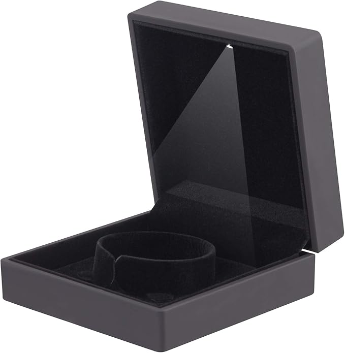 Luxury LED Light Bracelet Gift Box, Velvet Jewelry Bangle Box Storage Case Organizer Holder for Wedding, Engagement, Proposal, Birthday and Anniversary (Black)