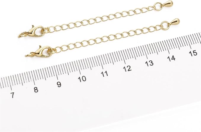 BEADIA 14K Gold Plated Extender Chains 75mm 20pcs Water Drop Extension Tail Chains for Jewelry Making Findings