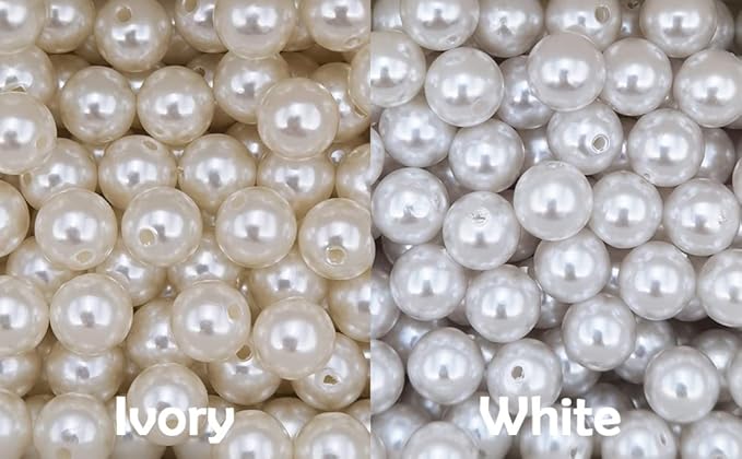 INSPIRELLE 360pcs 12mm Ivory Art Faux Pearl Beads ABS Round Loose Spacer Beads for DIY Craft Necklaces Bracelets Jewelry Making
