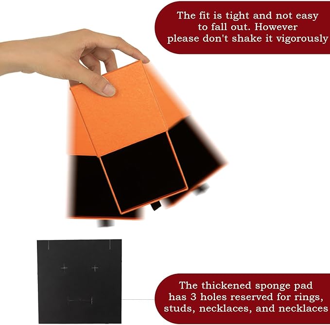 Nsmykhg Jewelry Gift Box Velvet-Lined,12 Pack Compact Drawer Style for Earrings & Rings, Necklace & Bracelet Organizer, 3.93x3.93x1.65 Inches, Stackable Elegant Jewelry Display & Storage Box (Orange)