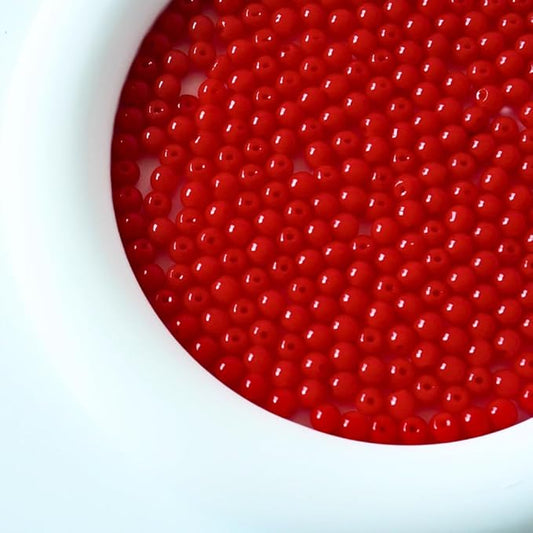 Jabrand 500pcs Red Beads, 4mm Porcelain Beads for Jewelry Making Round Ceramic Bead Unique Vintage Bead for Craft Beading Kit Bracelets DIY Decor