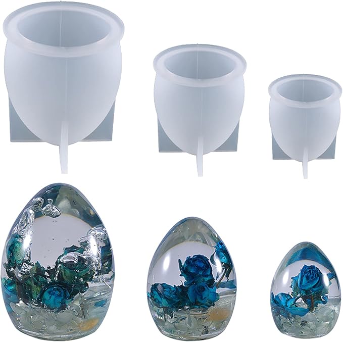 3 Pack Silicone Egg Cake & Candle Molds - Lava Dragon Egg Shapes - Clay & Resin Making Molds - Craft Supplies