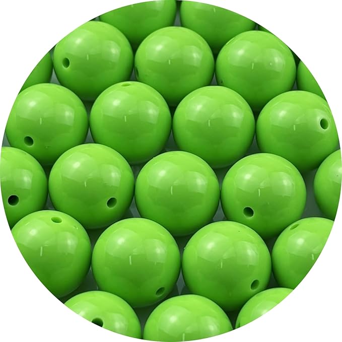 YUEXIGO 40pcs Acrylic Round Beads for Crafts 20mm Resin Candy Color Spacer Beads with Hole for Jewelry Making Sewing Crafts Decoration Necklaces Bracelets Earrings Supplies(Green)