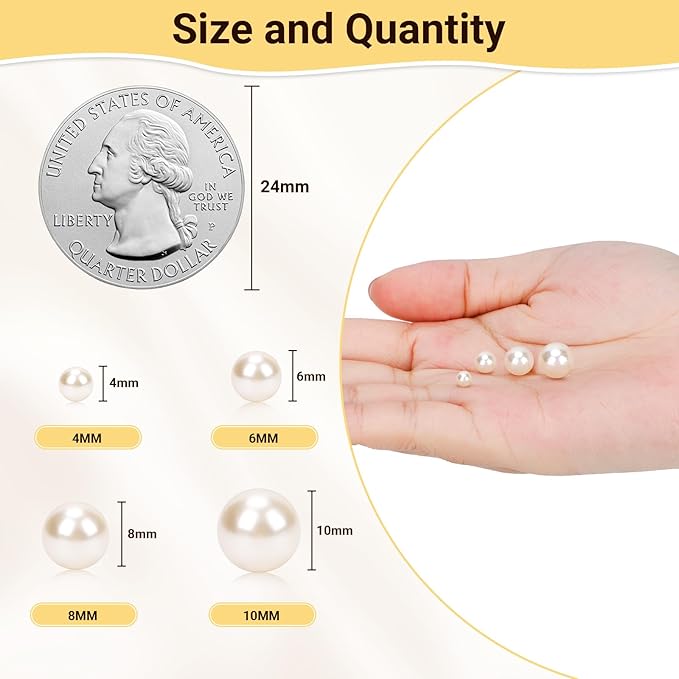 Suream Makeup Brush Beads with Luster, 8mm/0.31inch Round No Hole Faux Pearls for Table Scatter, Vase Filler, Wedding, Candle Centerpiece, DIY Craft, Christmas, Home Decor (1300PCS Ivory)