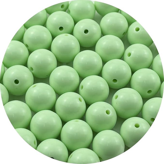 YUEXIGO 40pcs Acrylic Round Beads for Crafts 16mm Resin Candy Color Spacer Beads with Hole for Jewelry Making Sewing Crafts Decoration Necklaces Bracelets Earrings Supplies(Light Green)