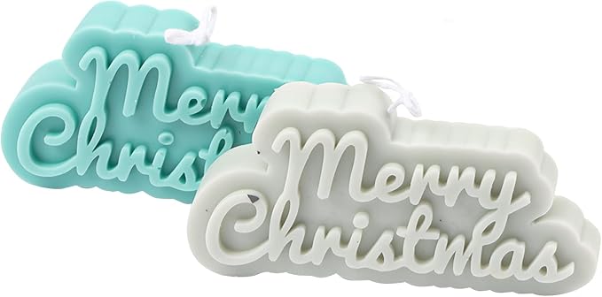 TOPYS Wave Alphabet Letter Pillar Silicone Candle Molds, DIY Casting Epoxy Letter Molds for Clay Resin Pendant Plaster Carving Making Aromatherapy White Elephant Gifts (Merry Christmas)