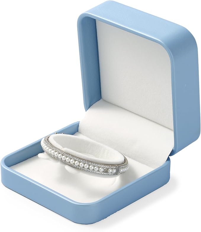 Gorgeous Bracelet Gift Box Bracelet Holder PU Leather Bracelet Display Box Bracelet Boxes Small Jewelry Gift Box Bracelet Jewelry Box Velvet Interior Bracelet Bangle Storage(Blue)