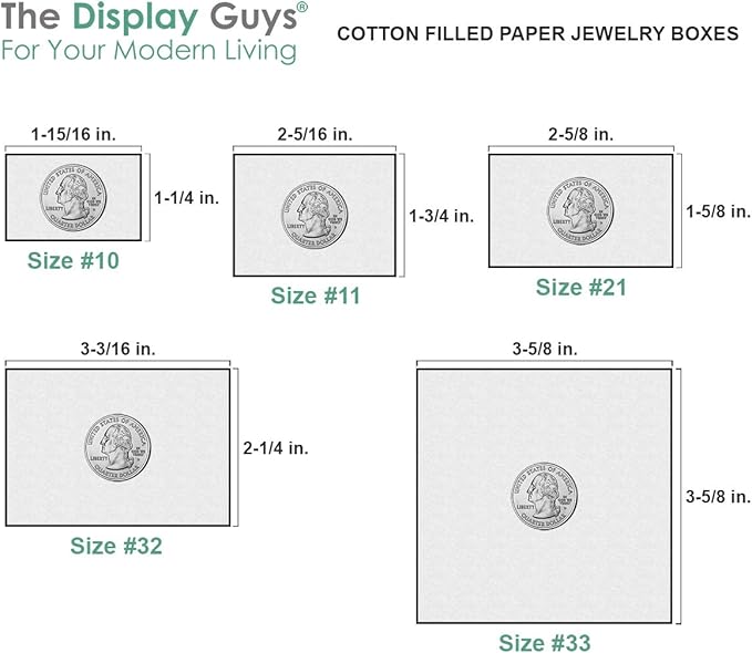 TheDisplayGuys - 25-Pack #21 Cotton Filled Cardboard Paper Jewelry Boxes Gift Case - Pearl Teal (2.6" x 1.6" x 1.0") - for Shipping or Storage