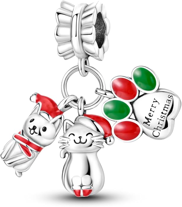 Parmuz 925 Sterling Silver Christmas Charm for Bracelet Snowflake Dangle Beads Santa Claus Snowman Deer Charm Gifts for Women