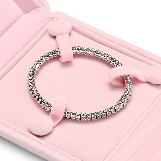 Oirlv Pink Velvet Bangle Gift Box Bracelet Storage Case Jewelry Gift Boxes